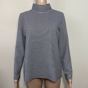 Croft & Barrow Black & White Striped Mock Neck Top